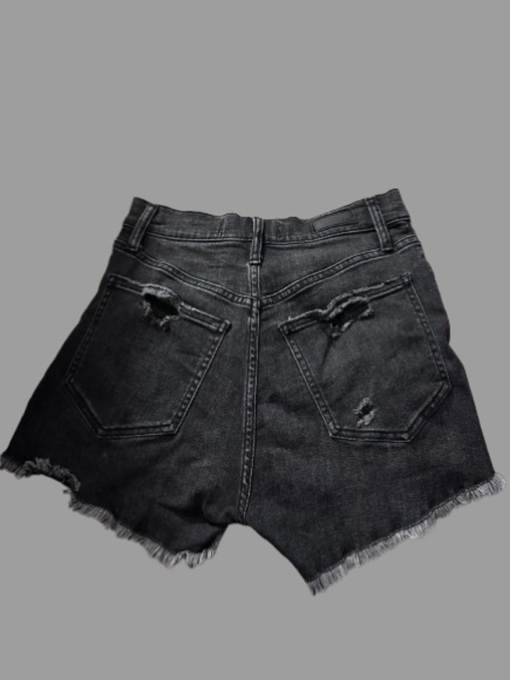 Abercrombie & Fitch Black Distressed High-Rise Denim Shorts - Picture 3 of 4